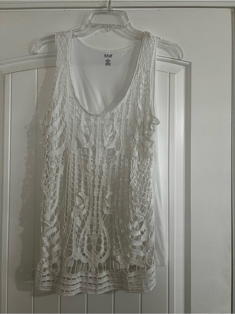 a.n.a Cream Crochet Overlay Tank with Lined Scoop